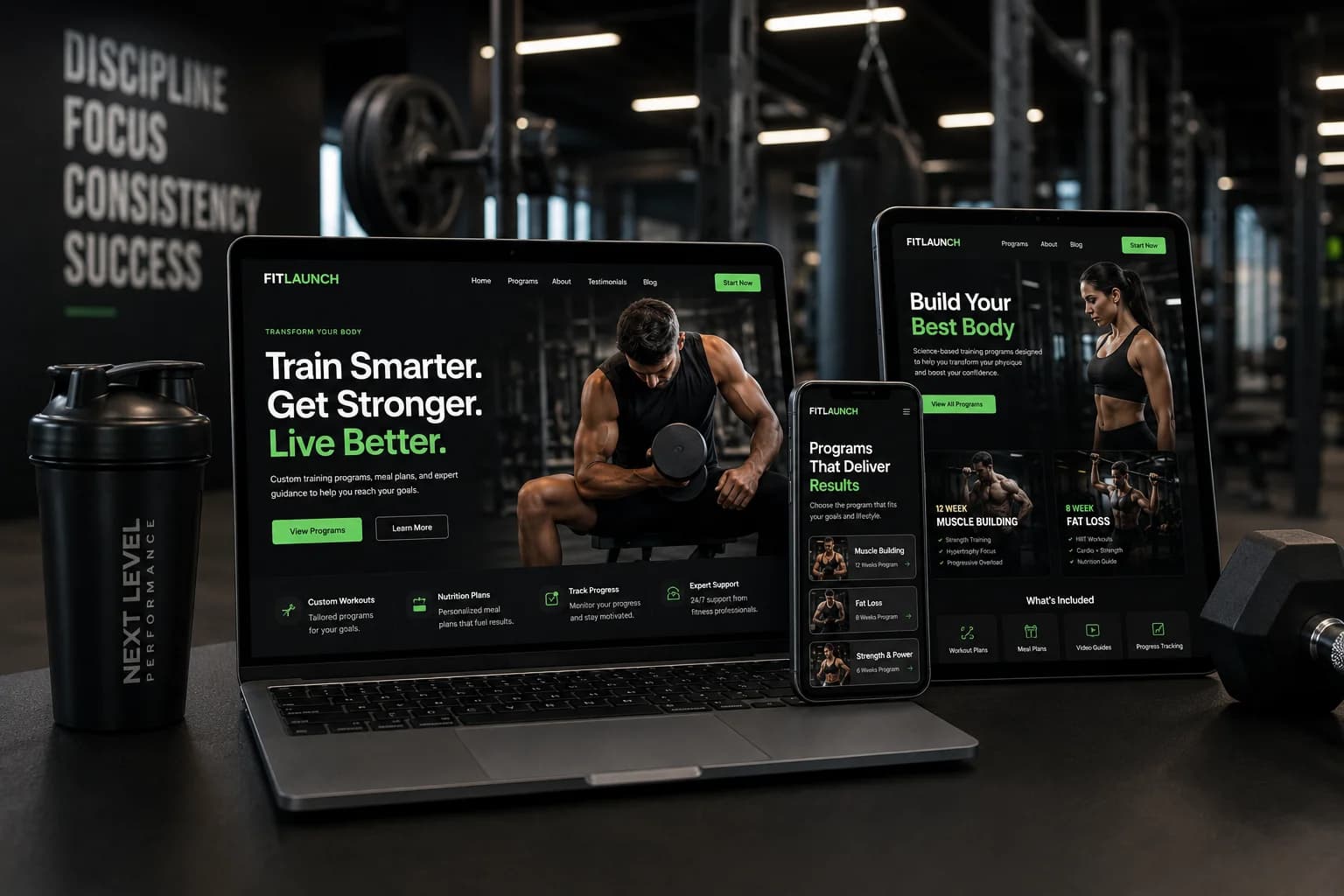 FitLaunch desktop mockup